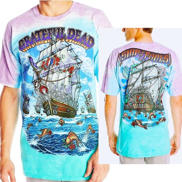 Grateful Dead Ship of Fool Original 2001 Liquid Blue rock Tie Dye T-Shirt XL NWT - Picture 1 of 7